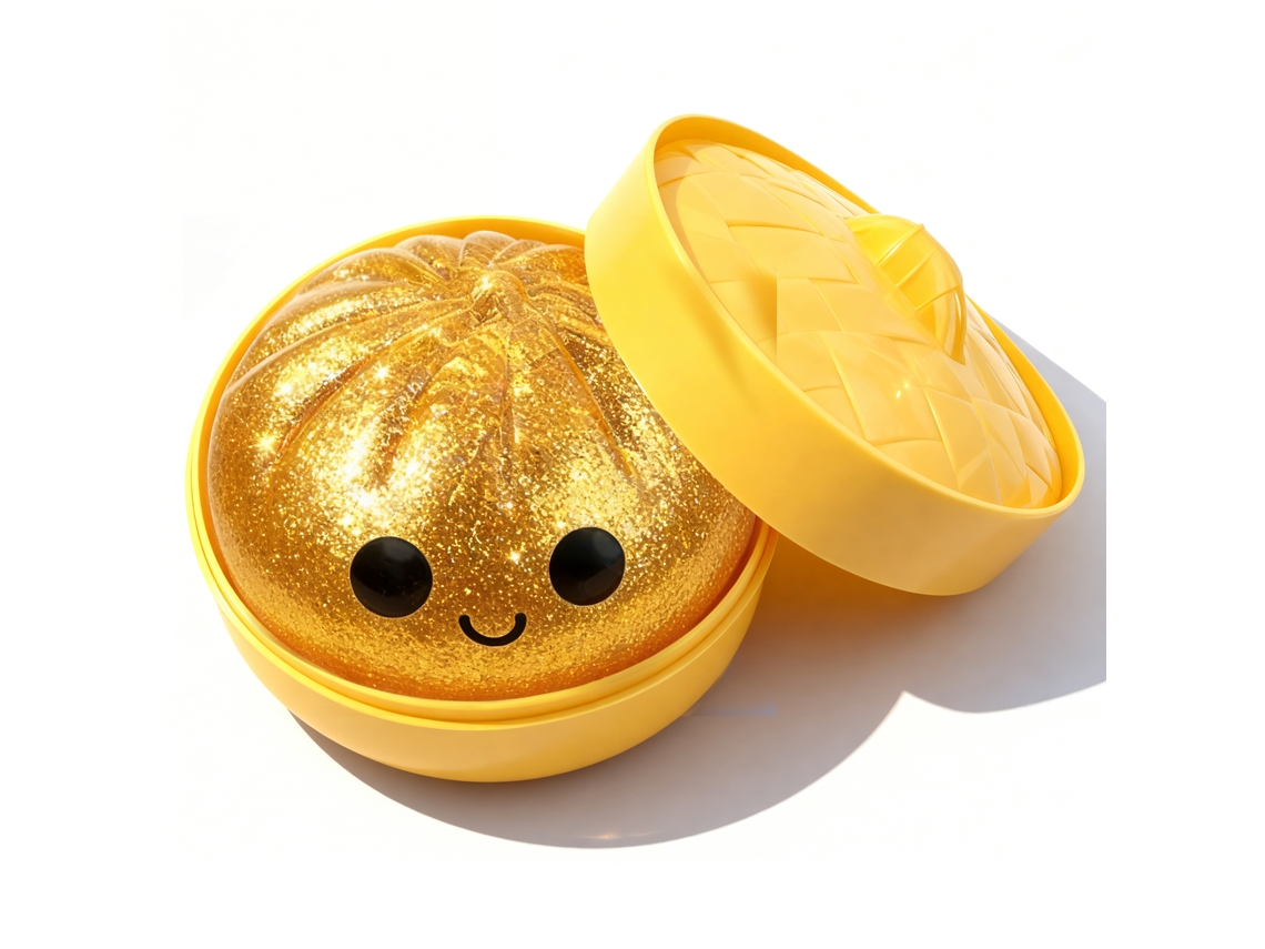 Brinquedo Squishy Transparente Dourado Baozi