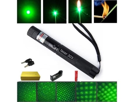 Ponteiro Laser Verde Superior Laser 303 200mw Comprimento Focal Ajustável E Com Padrão De Filtro Estrela Com Bateria 4000mah 18650 Di03110 Ywei