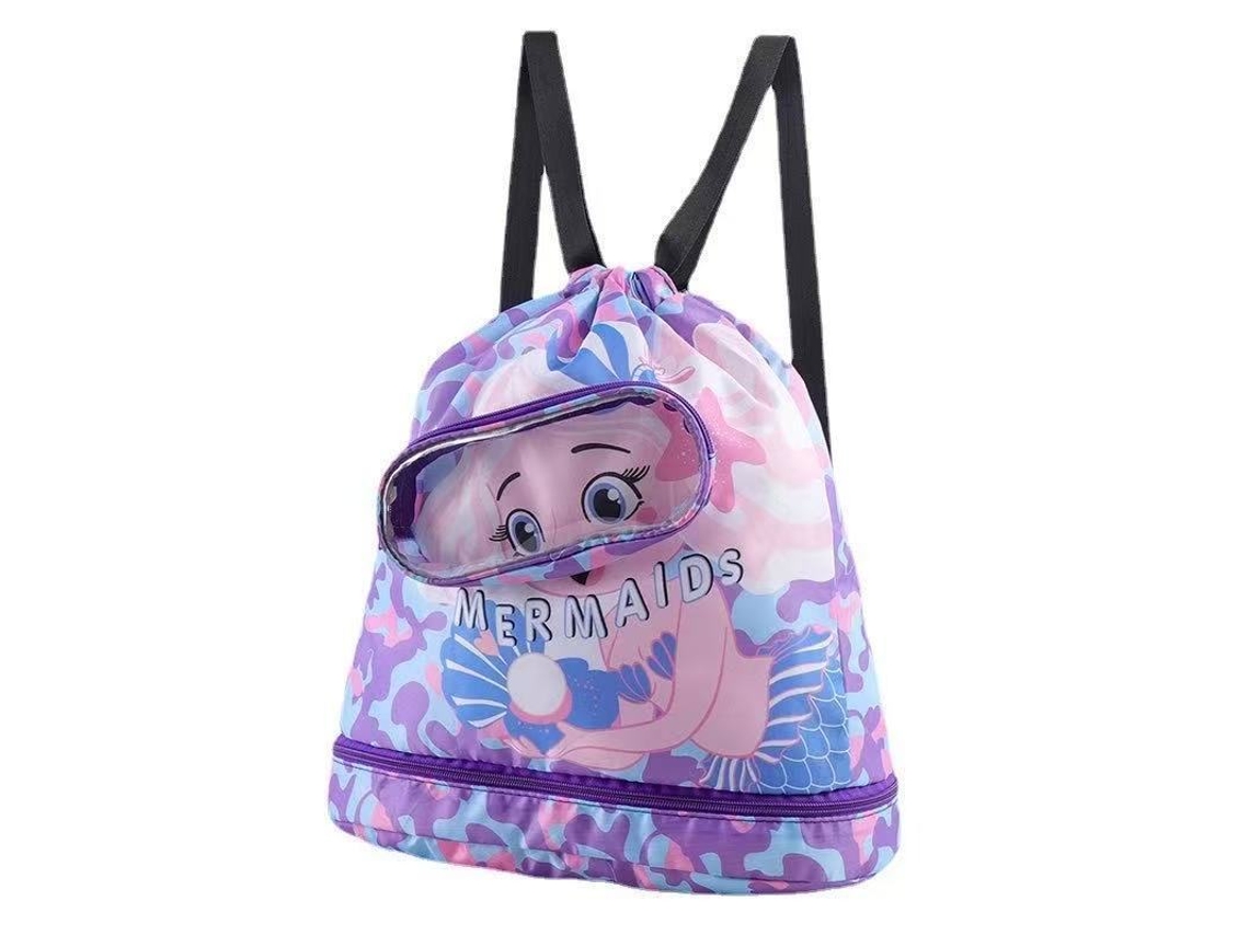 Bolsa de natação infantil com compartimentos para itens secos e com sistema MOLLE, bolsa de praia, bolsa de armazenamento para atividades ao ar livre.