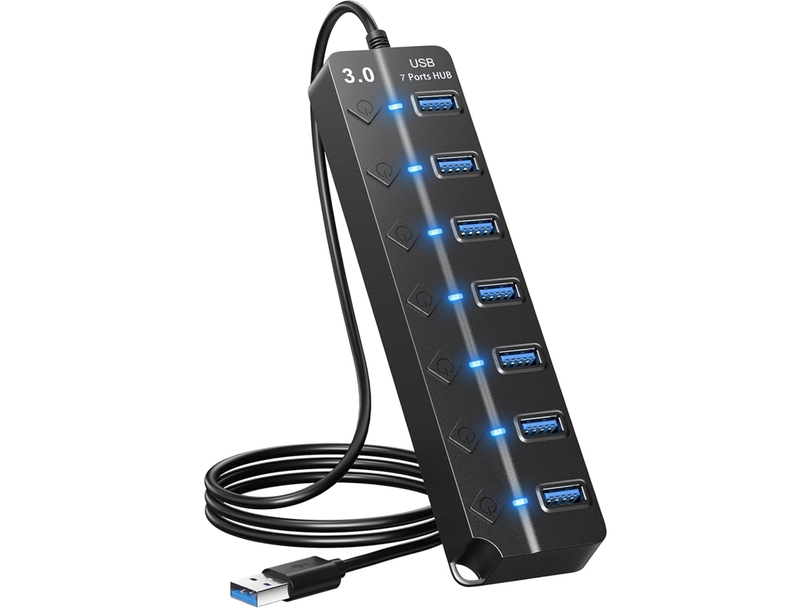 Hub USB de 7 Portas com Divisor de Switch Separado Cabo de 1 Metro Cuich
