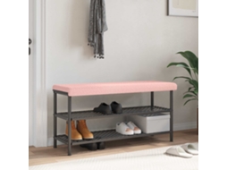 Vidaxl Almofada De Banco Tecido Sherpa Rosa Profundidade 35 Cm