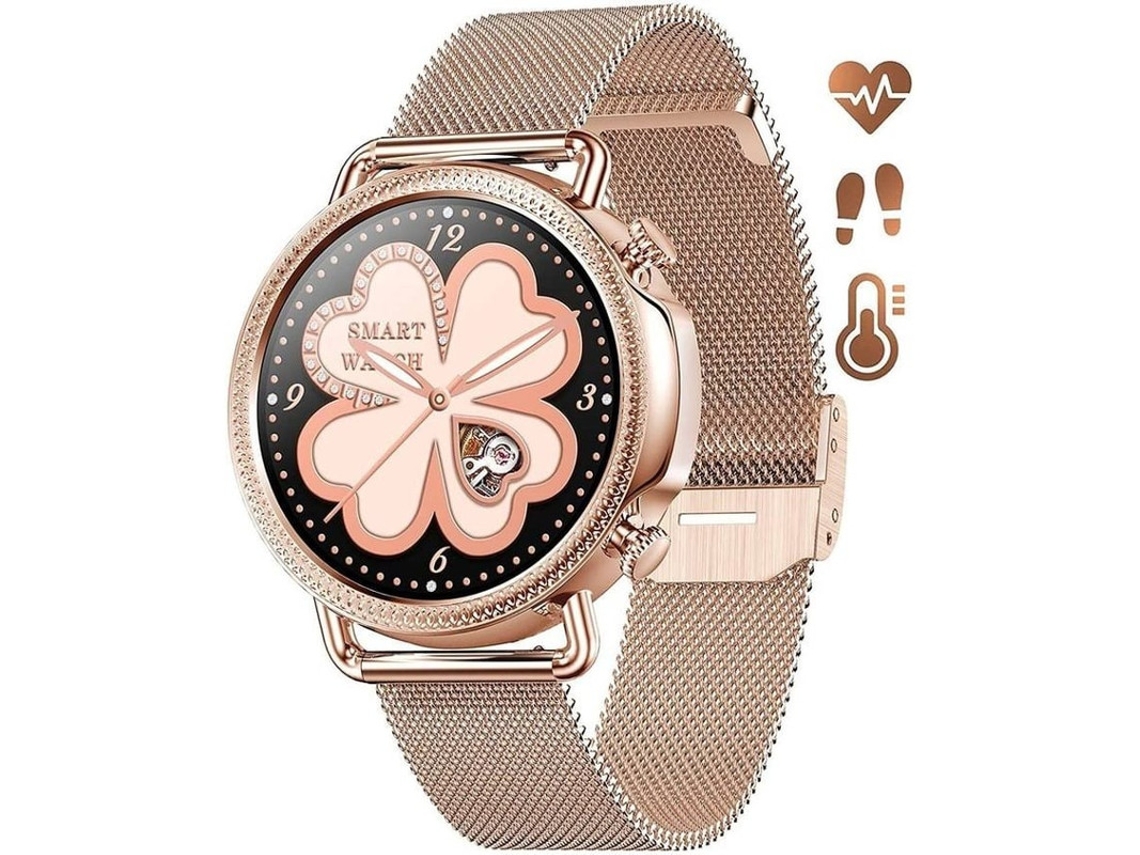 Smartwatch Android/iOS, Monitor de Temperatura Corporal, Frequência Cardíaca, Saúde Feminina, Oxímetro, Rastreador de Fitness Ouro Bestvite