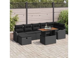 Vidaxl Conjunto De Sofá De Jardim 8 Unid. Preto Vime Pe