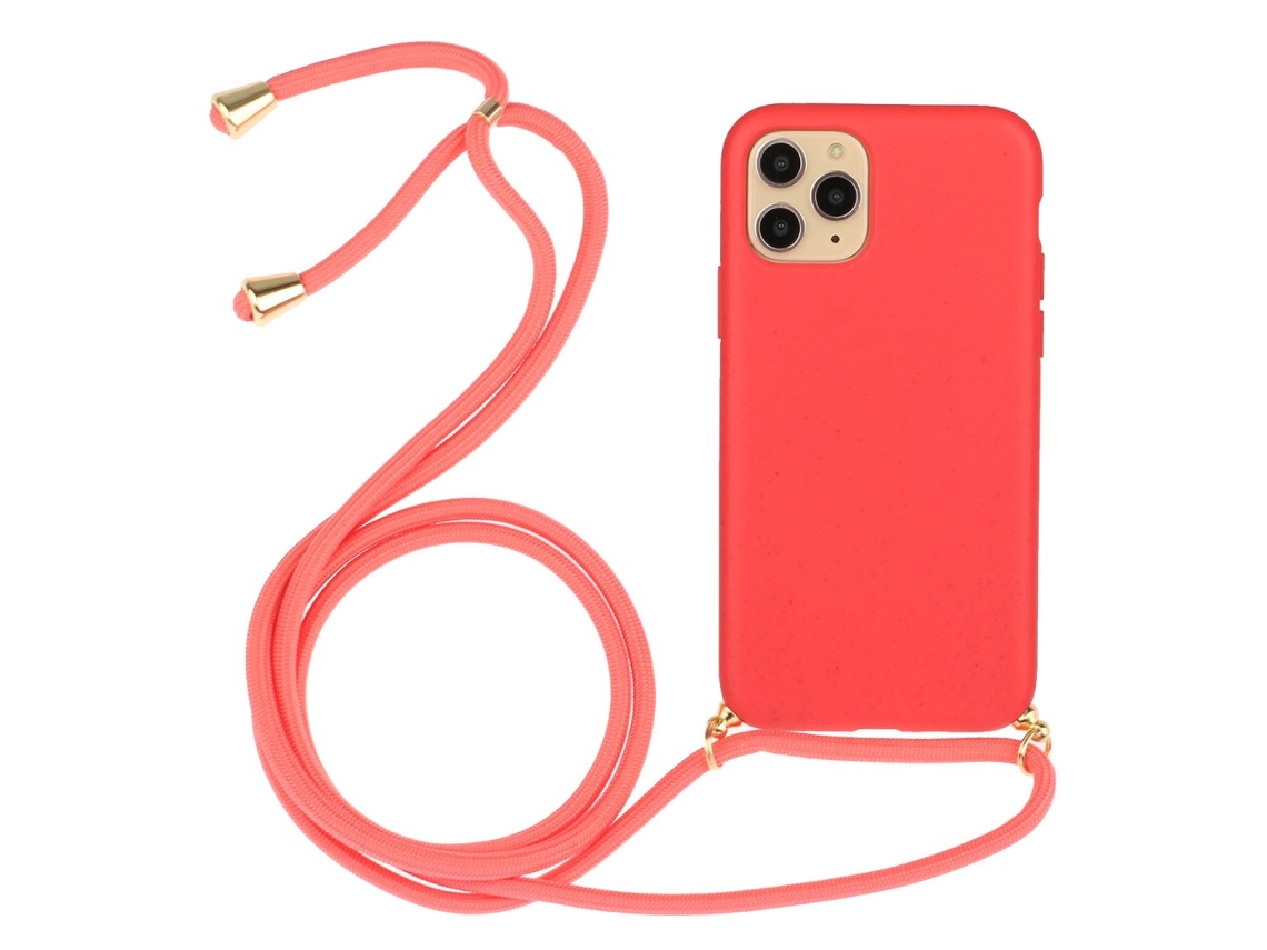 Correia Casa Biodegradável Para Iphone 15 Pro Max Pele Sintética Vermelho