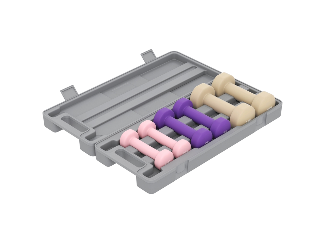 Kit de halteres fitness 6kg com pegada antiderrapante e estojo multicolorido BTFORUS