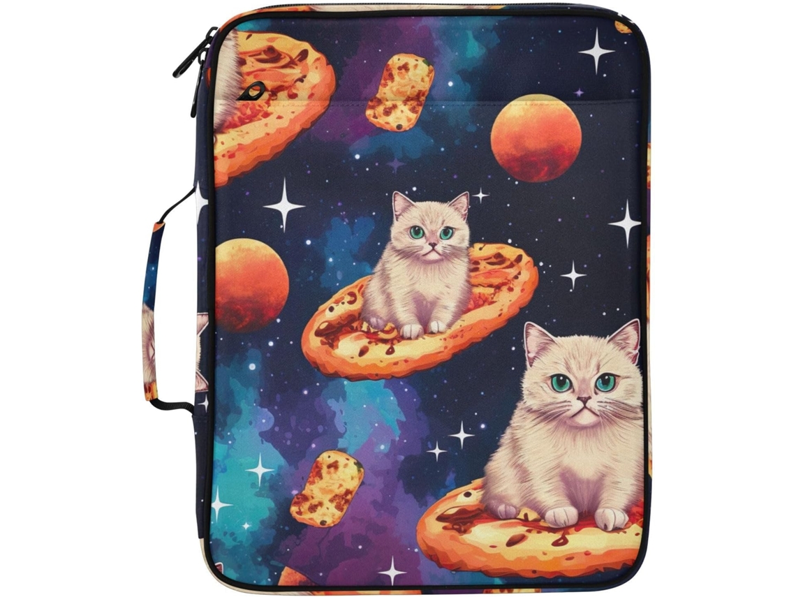 Organizador De Arquivos Expansível Pizza Cat Com Pasta Deslizante 3-argolas E Divisórias Sanfonadas Multisseccionais