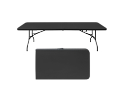 Mesa plegable portátil y resistente, adecuada para camping, uso interior/exterior, con una capacidad de carga de 135 kg (negra).