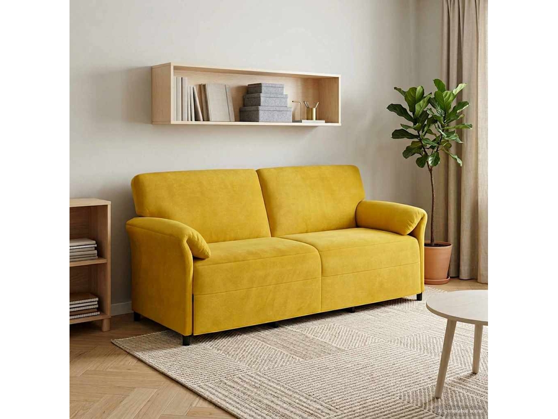Vidaxl Sofá De 3 Lugares Amarelo 198 X 83 X 95 Cm Veludo