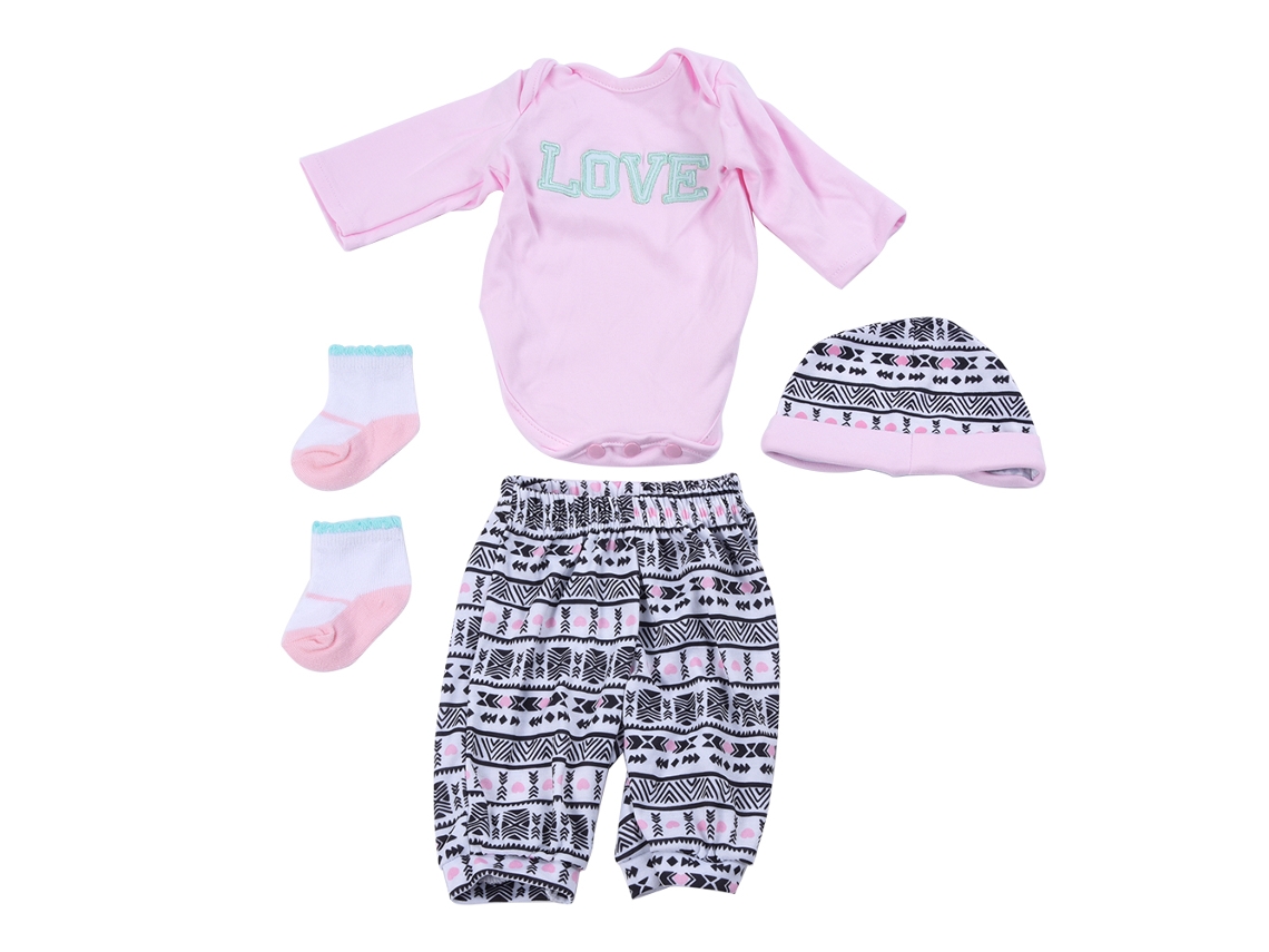 Conjunto De Roupas De Boneca Simulação Love Para Bonecas Recém-nascidas 50-55cm 0-3 Meses Roupas De Boneca Bebê