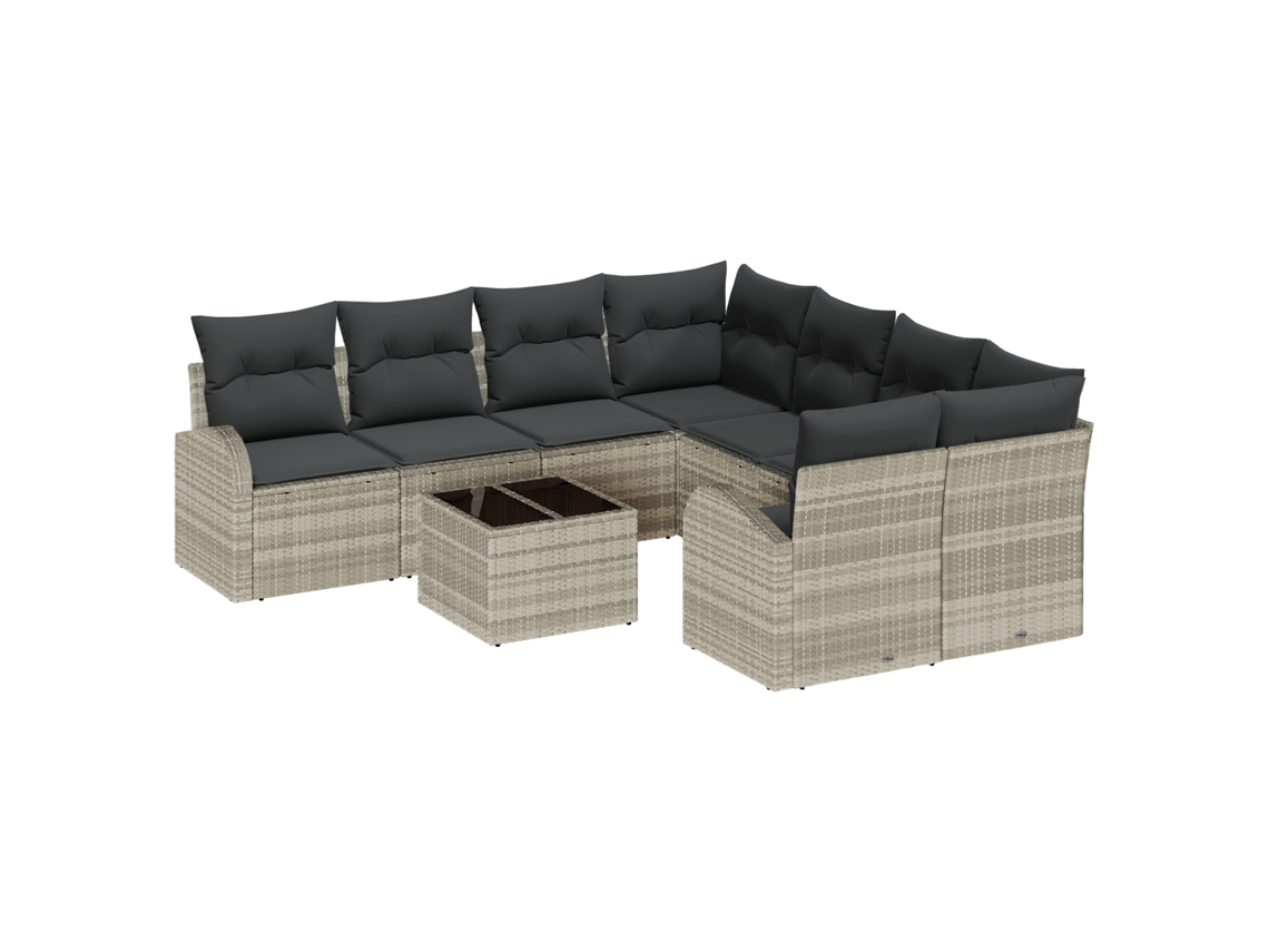 Conjunto 9 Conjunto De Sofá De Jardim Vidaxl Cinzento-claro Vime Pe (234 X 234 X 85 Cm)