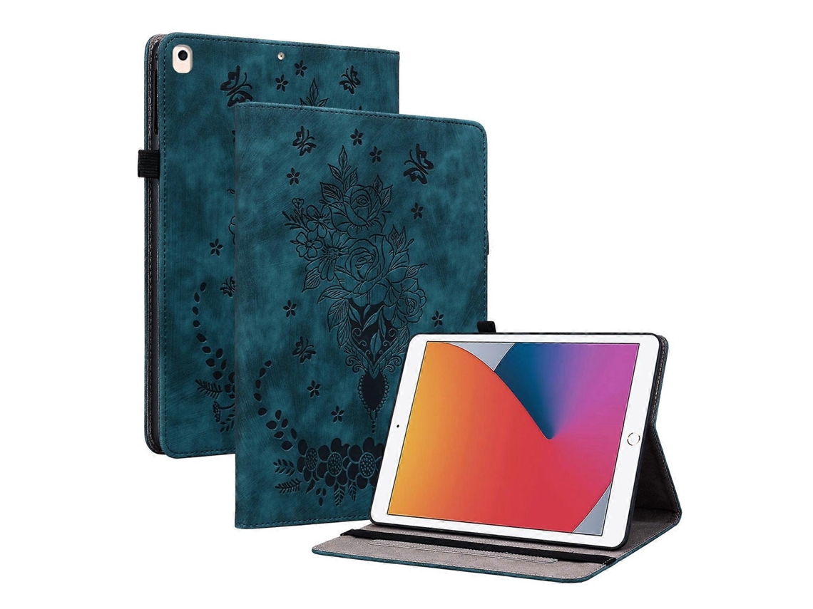 Capa de couro inteligente Webake para tablet com padrão de borboleta e rosa