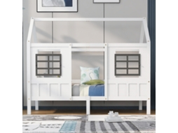 Cama Casinha Pinho 90x200 2 Janelas Branca