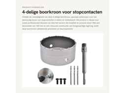 4-deliga Coroa Para Tomadas - Coroa De Concreto - Alta Qualidade Liga - 160 Mm Formato - Mais Adaptador - Apropriado Para Alvenaria