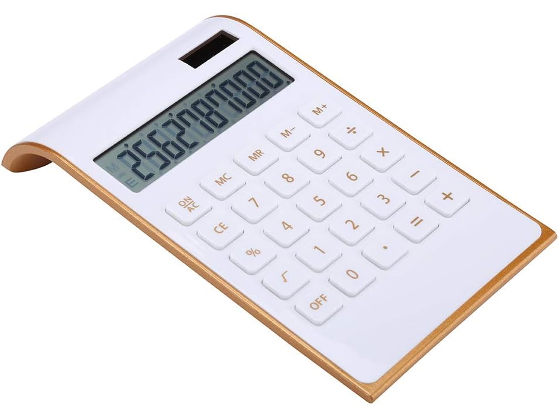 Calculadora com Design Fino e Elegante, Ideal para Escritório e Casa, Calculadora de Mesa com Dupla Alimentação BRILVIBERA (energia Solar)