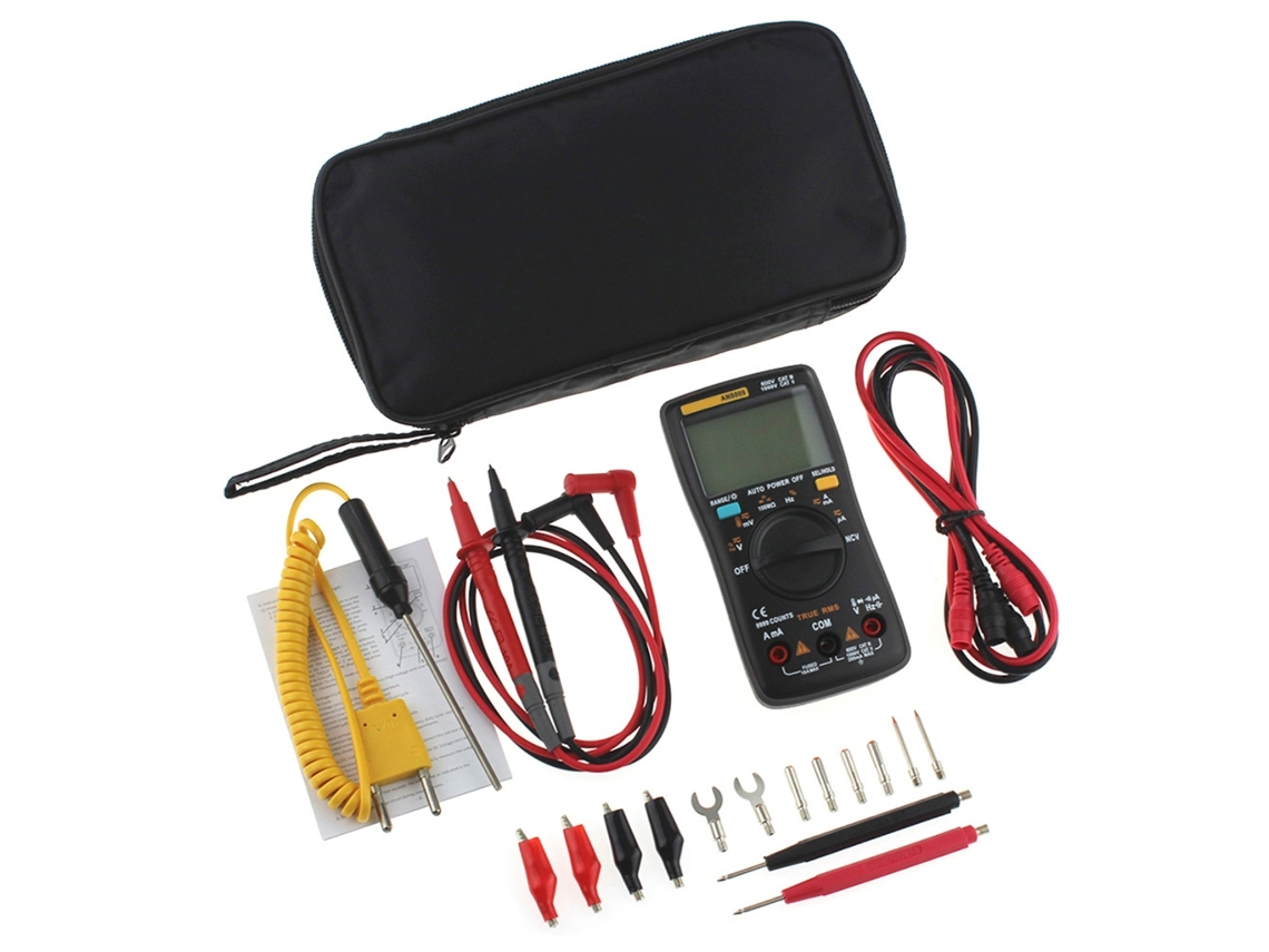 Lurelia Multímetro Digital, An8009, 9.99 Μf, 99.99 Μf, 999.9 Μf, True Rms, Ncv, Alcance Automático, Luz De Fundo, Temperatura Para Tensão Ref. 108