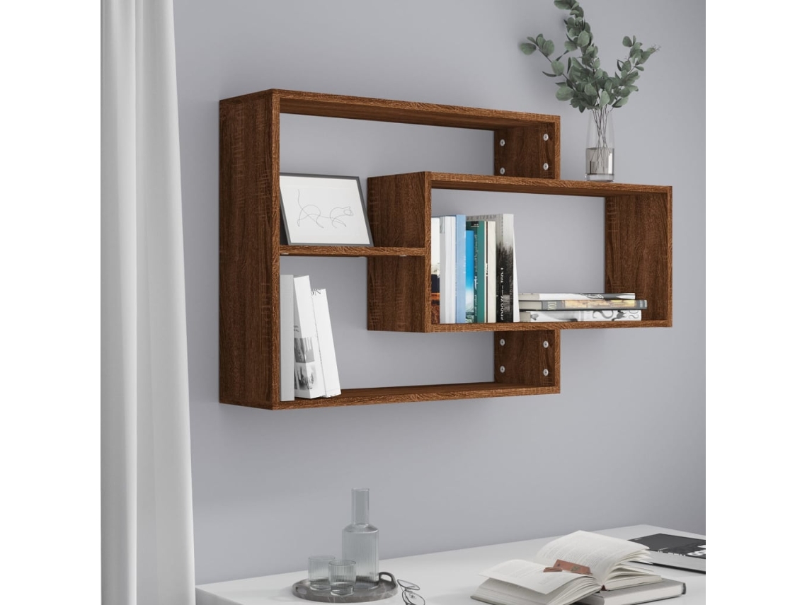 Vidaxl Prateleira De Parede 104x20x58,5 Cm Derivados Madeira Castanho