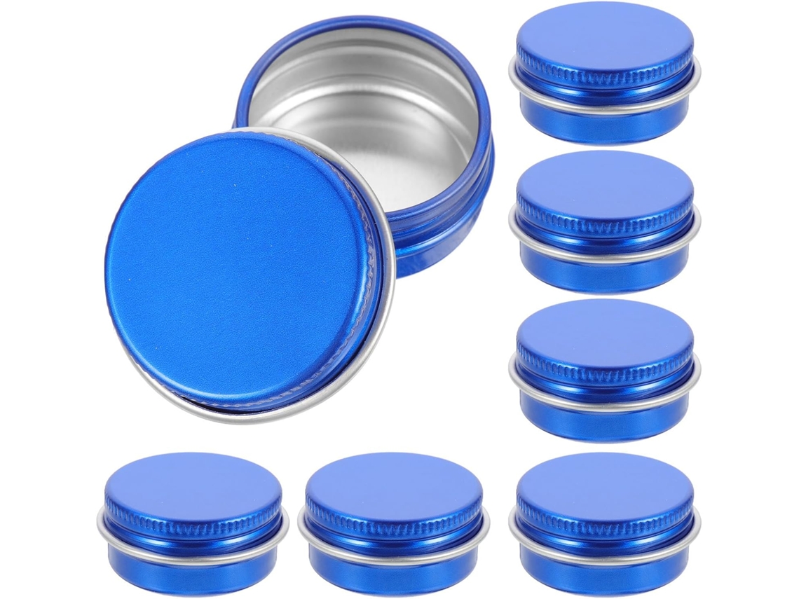 Lata de alumínio azul de 10 ml, pacote com 10 unidades.