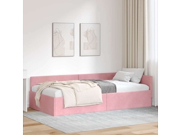 Vidaxl Estrutura de Cama de Canto Rosa 100 Cm X 200 Cm Veludo