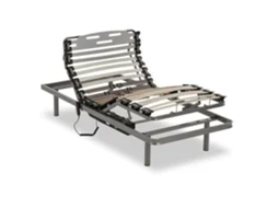 Cama articulada NALUI Procare 67x190 cm com controle remoto Procare, 11 ripas de madeira de faia de 10 cm e estrutura de aço cinza