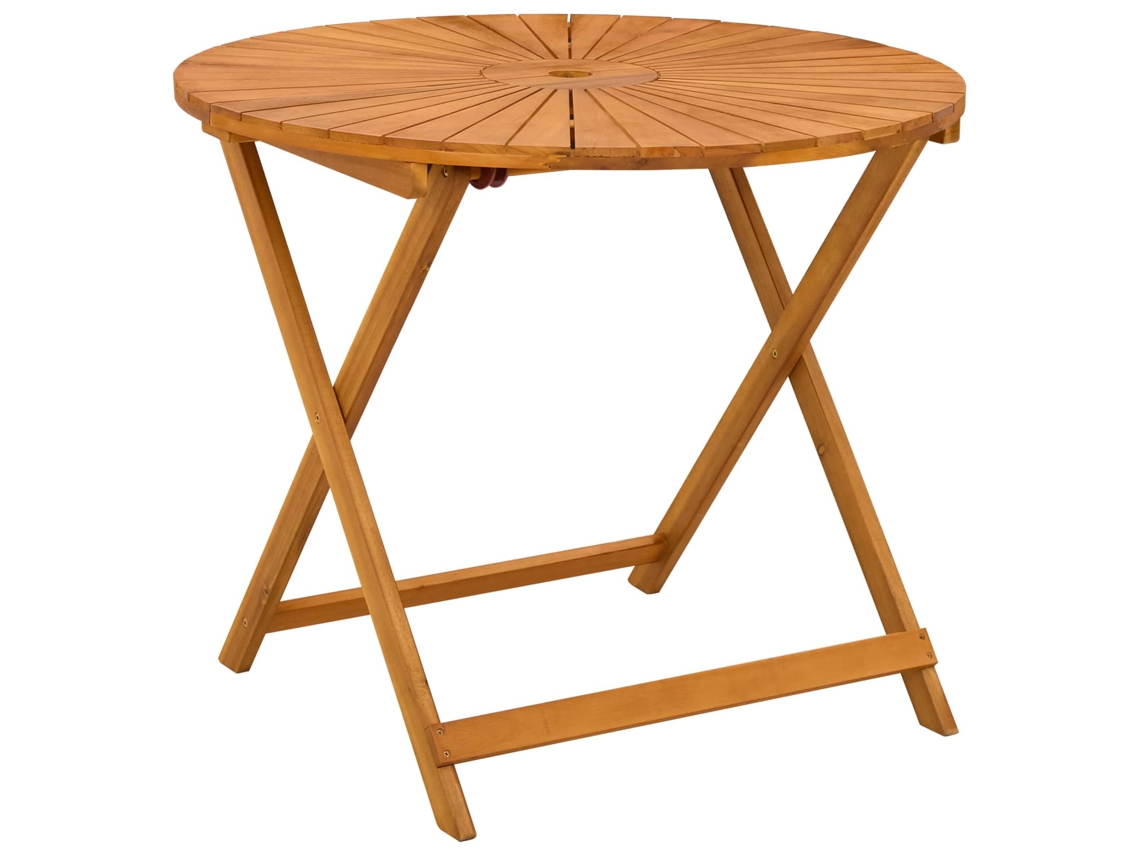 Maison Exclusive - Mesa De Jardim Dobrável Natural Ø90 X 75 Cm