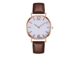 Relógio de pulso masculino para negócios, com pulseira de couro PU marrom escuro e mecanismo de quartzo.