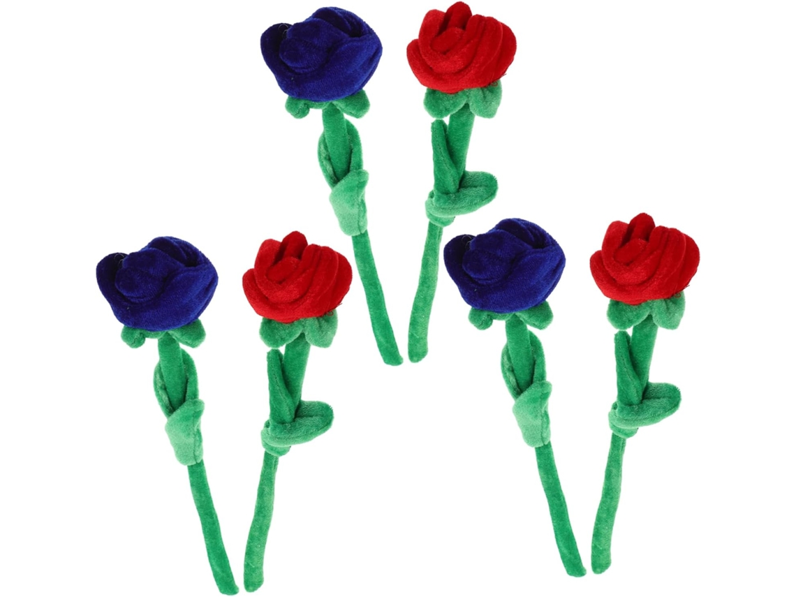 Buquê De 6 Flores Pelúcia Com Hastes Flexíveis Para Noivas E Damas