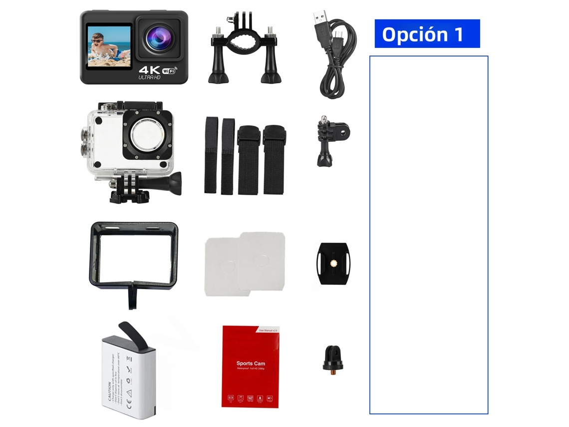 Câmera de Ação 4k 30fps, Tela de 2,0 Polegadas, Wi fi e Controle Remoto, À Prova D'água. MDUG (opção 1)