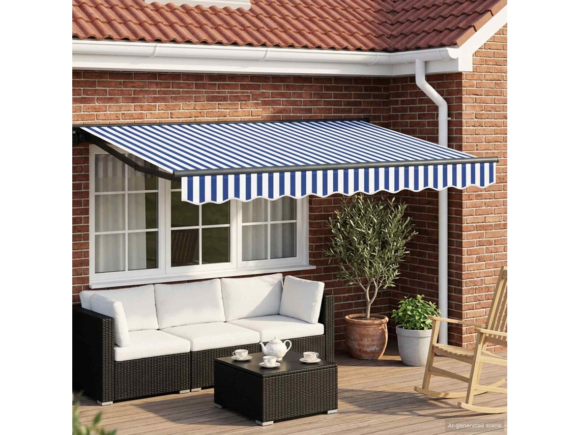 Vidaxl Toldo Retrátil Elétrico Azul, Branco, Antracite 3,5 X 2 M