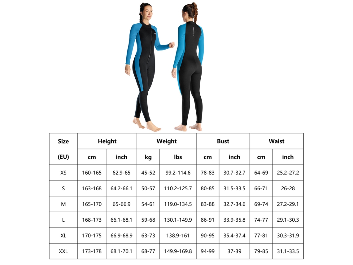 Business traje de mergulho feminino, neoprene 3mm, manga longa, monopiece, esportes aquáticos | S/MARCA