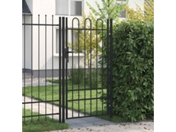 Vidaxl Portão De Cerca Boxtel Porta Única Com Topo Arqueado Em Aço 1x1,75 M Preto