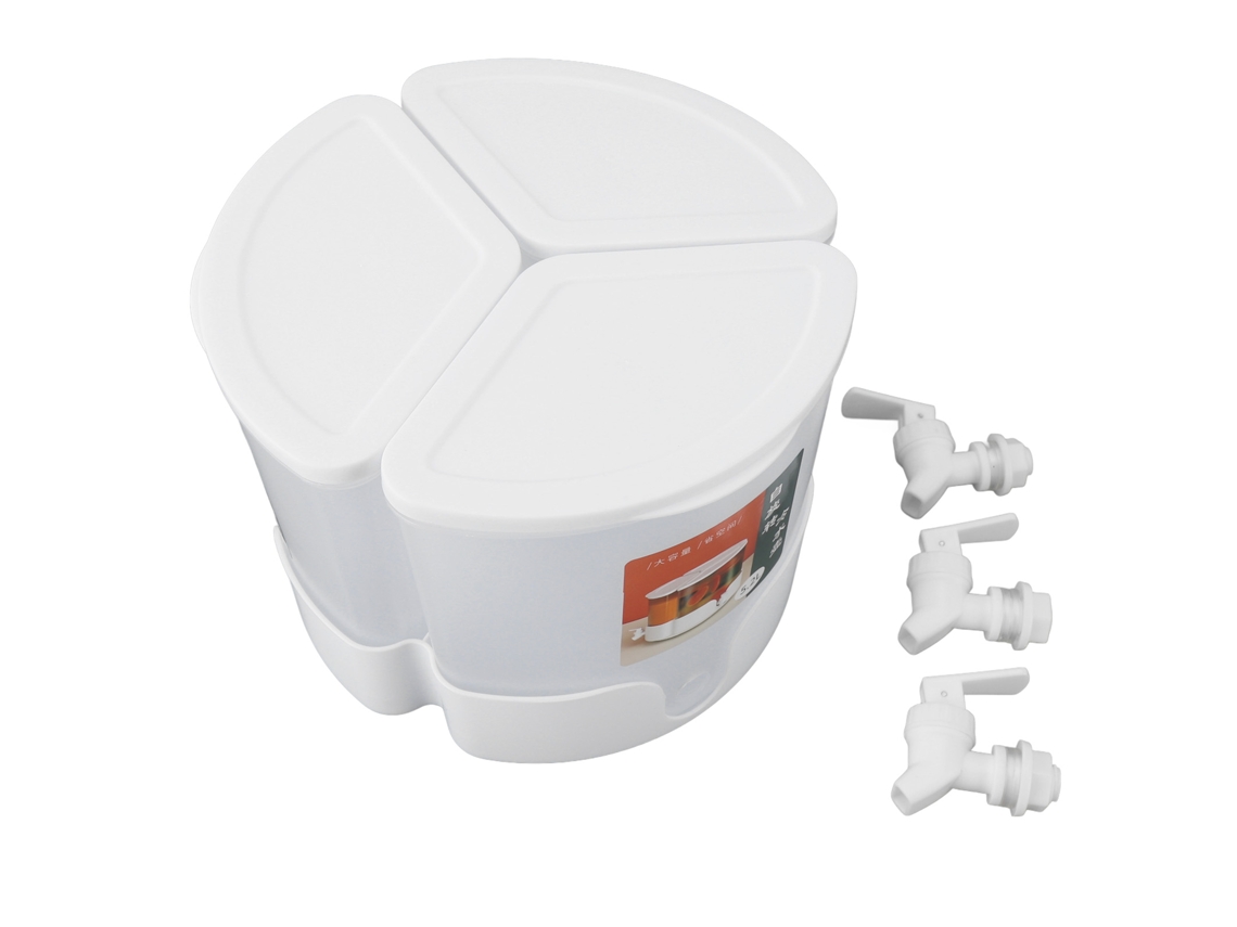 Eyf dispensador de Bebidas 5.2l Rotativo 360° com 3 Compartimentos e Torneiras para Geladeira