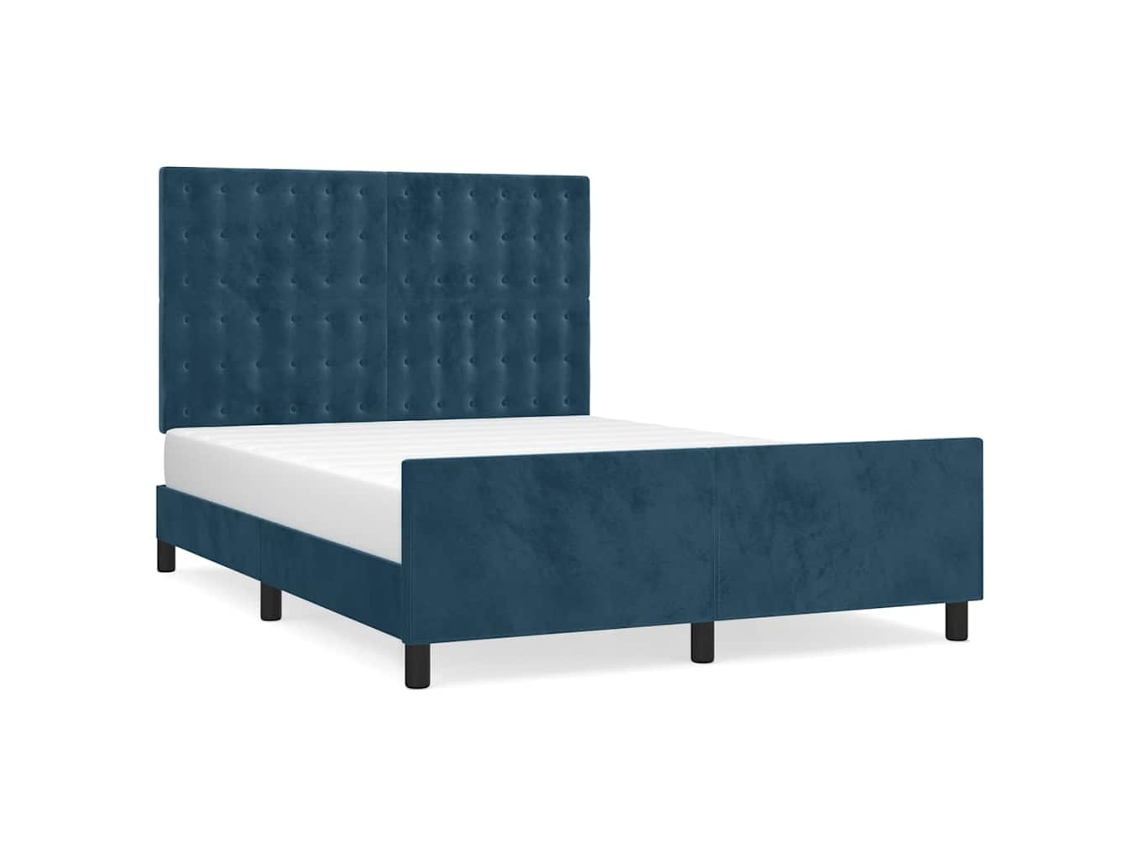 Estrutura de Cama Sem Colchão 140x200 Cm Veludo Azul escuro MAISON EXCLUSIVE