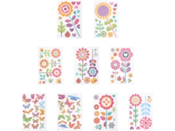 Adesivos Parede Pvc Verão 9 Folhas Decorativas Estampas Florais Estáticas Fáceis Aplicar Janelas Vitrines GOKOCO