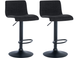 Conjunto de 2 banquetas de bar com design simples, apoio para os pés, em tecido preto e pés de metal preto 10_0004054