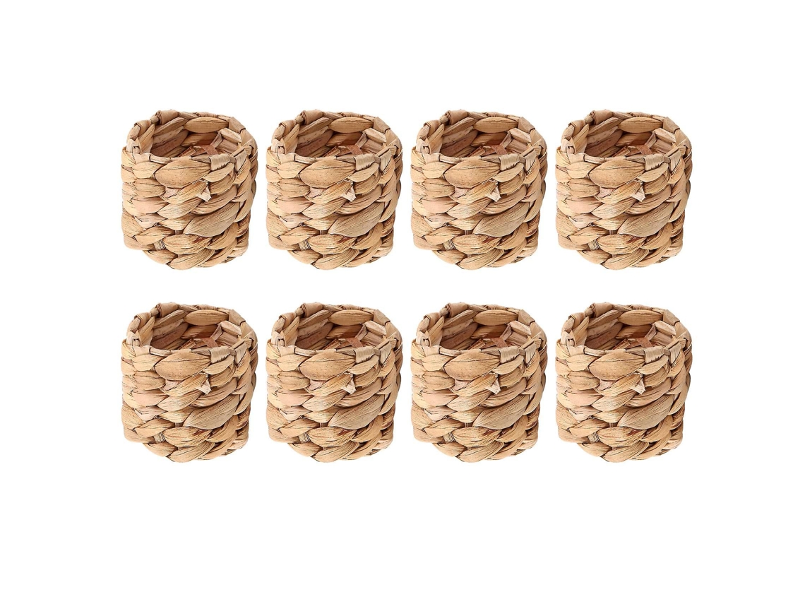 Omni 8 Anéis de Guardanapo de Palha Tecidos À Mão, Estilo Rural Natural, para Mesa de Jantar, Casamentos e Ocasiões Especiais Cor Natural