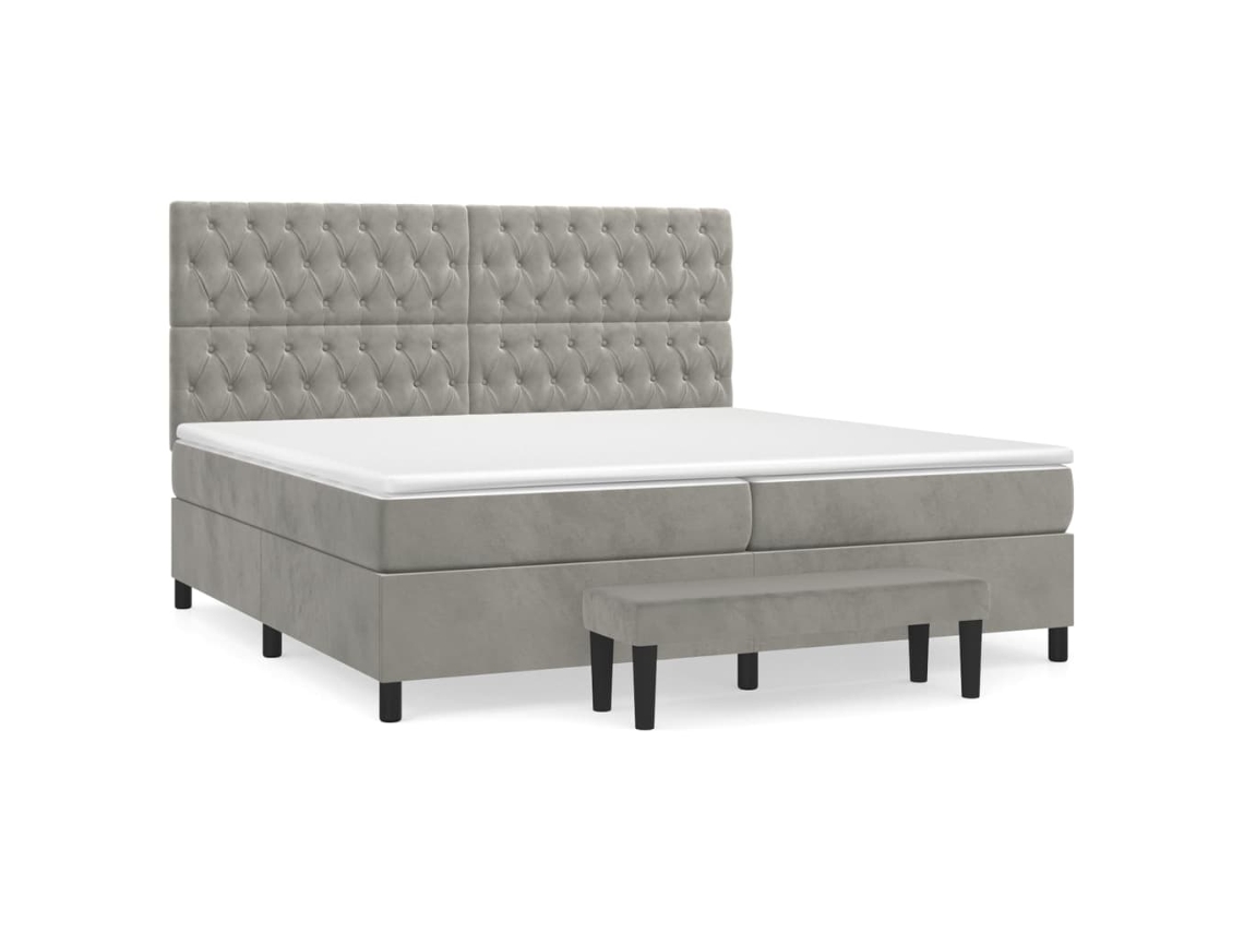 Box Spring Bed, Box Spring Beds Vidaxl Cinzeto Veludo (200 X 200 Cm)