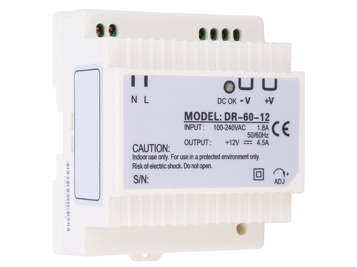 Fonte de Alimentação Dinrail Dr 60 12 12v 4,5a 100 240vac Industrial