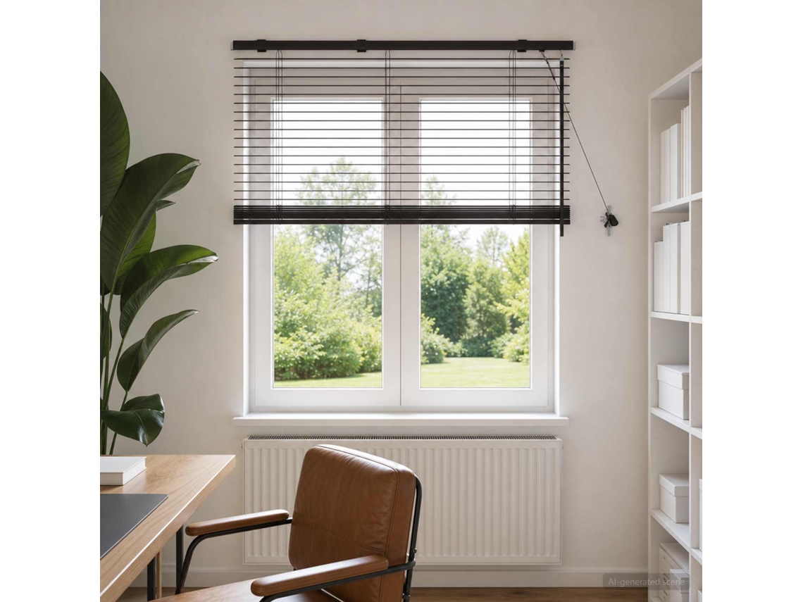 Vidaxl Cortina Veneziana Marrom Escuro 105 X 160 Cm 35 Mm
