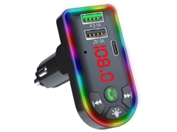 Transmissor FM MP3 Player U Disk Cartão TF Receptor de áudio PD USB Carregador de carro Bluetooth 5.0 Handsfree Car Kit (Preto) ENKERS
