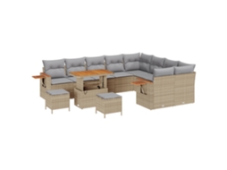 Conjunto 12 Conjunto De Sofá De Jardim Vidaxl Bege Vime Pe (90 X 55 X 71 Cm)