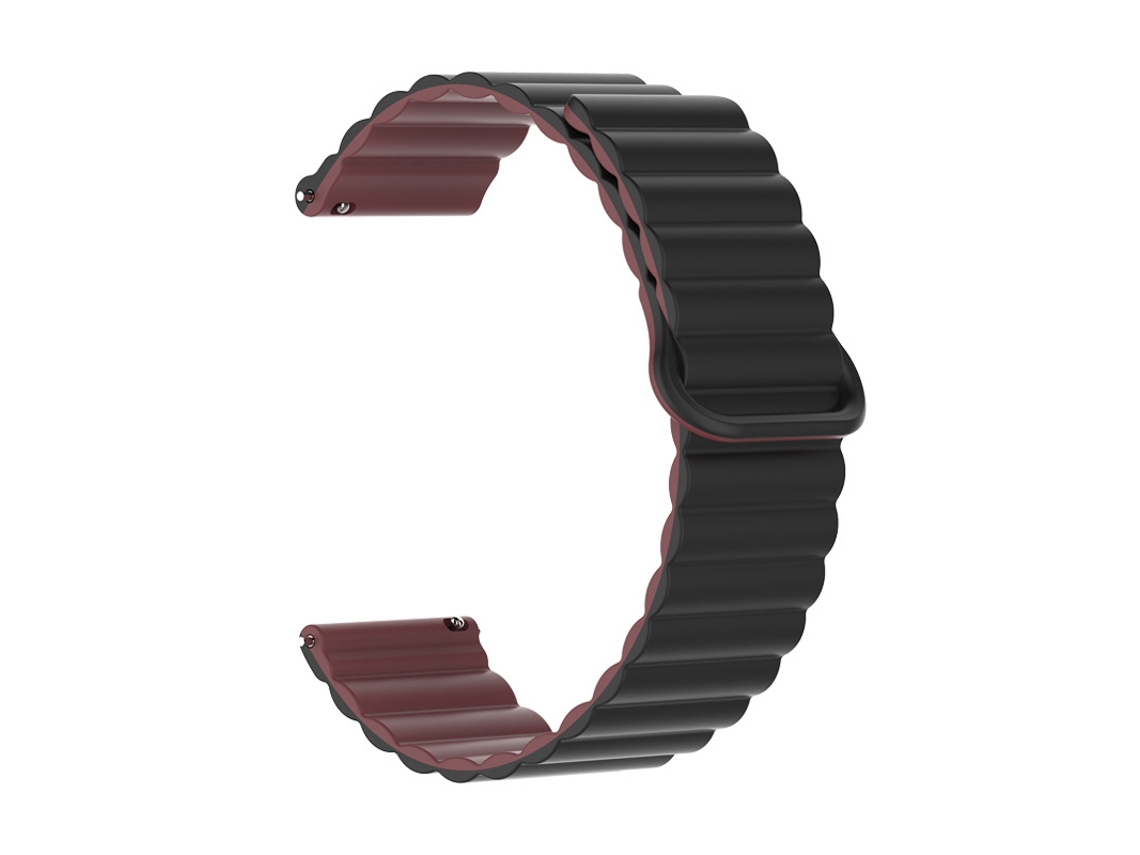 Pulseira De Silicone Com Fecho Magnético, Bicolor Preta Com Vermelho Vinho, Compatível Com Huawei Watch Gt6 Gt5, 22mm