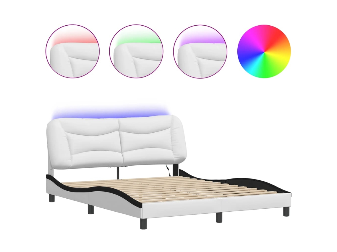 Bed Frame, Bed Frames Vidaxl Branco Couro Artificial (160 X 200 Cm)