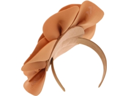 Tiara Larga Com Flores 3d E Miçangas Na Cor Caramelo, Tiara Leve Para Casamentos E