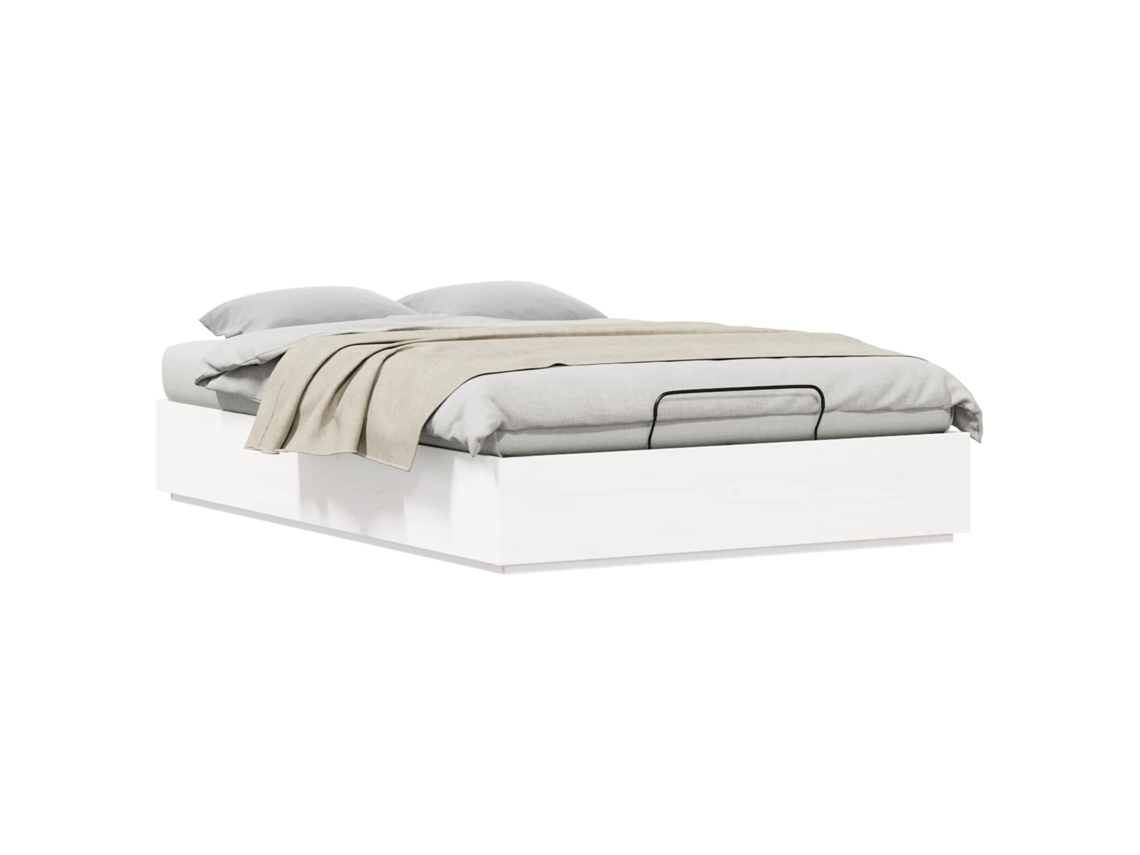 Conjunto 1 Estrutura De Cama Ottoman Vidaxl Branco Madeira De Pinho Maciça (135 X 190 Cm)