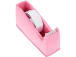 Dispensador De Fita Adesiva Portátil Mesa Tehaux, Rosa, Base Antiderrapante Em Abs, Ideal Para Escritório E Escola