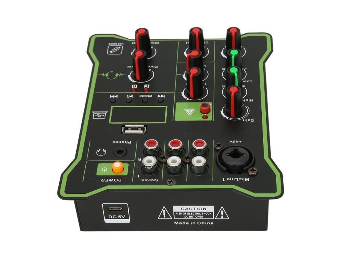 HURRISE Mixer Mini Sound Mixer Loss Reprodução de Disco U 5 Canais Gravação de Placa de Som Peça de Som