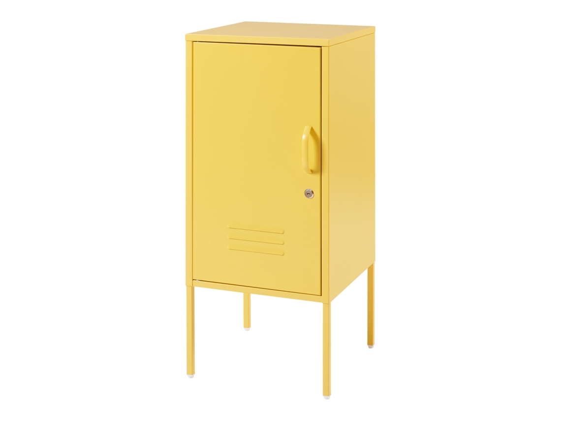 Hausjärvi Mesa de cabeceira com porta 82x35x35 cm Aço amarelo [EN.CASA]