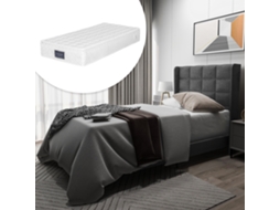 Cama Solteiro Cabeceira Amortecida Colchão Mola 90x200cm Cinza Lino