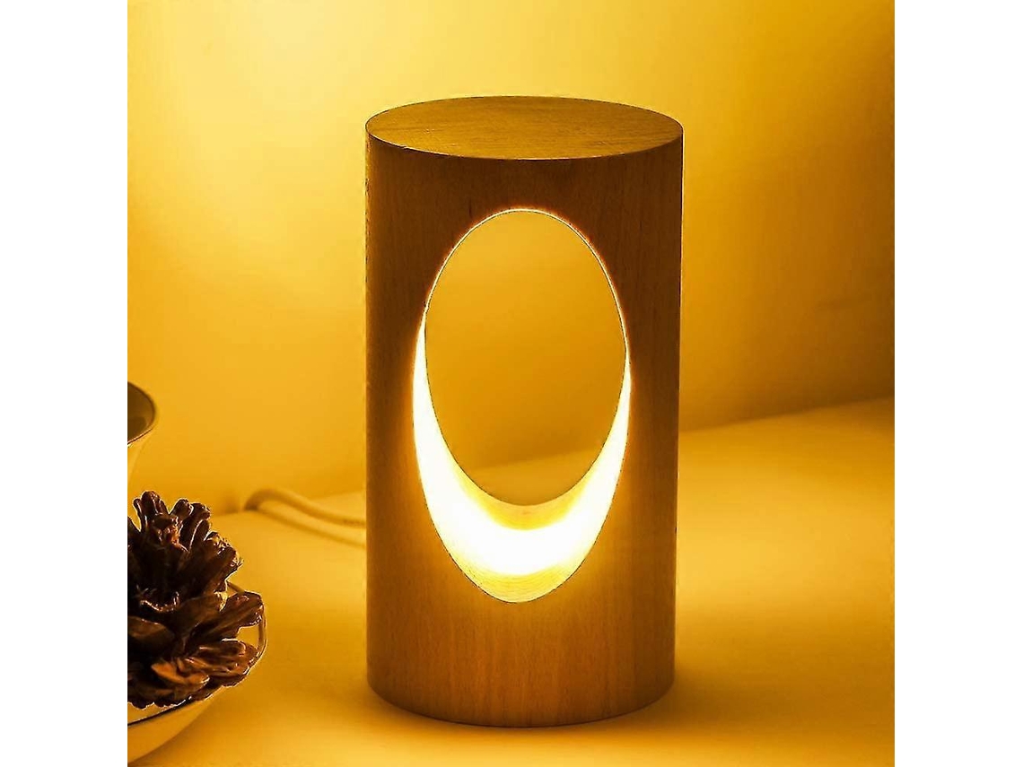 Rebe-lâmpada De Mesa De Madeira Com Luz Noturna Led, Lâmpada De Cama Criativa Regulável Usb Para Quarto E Escritório