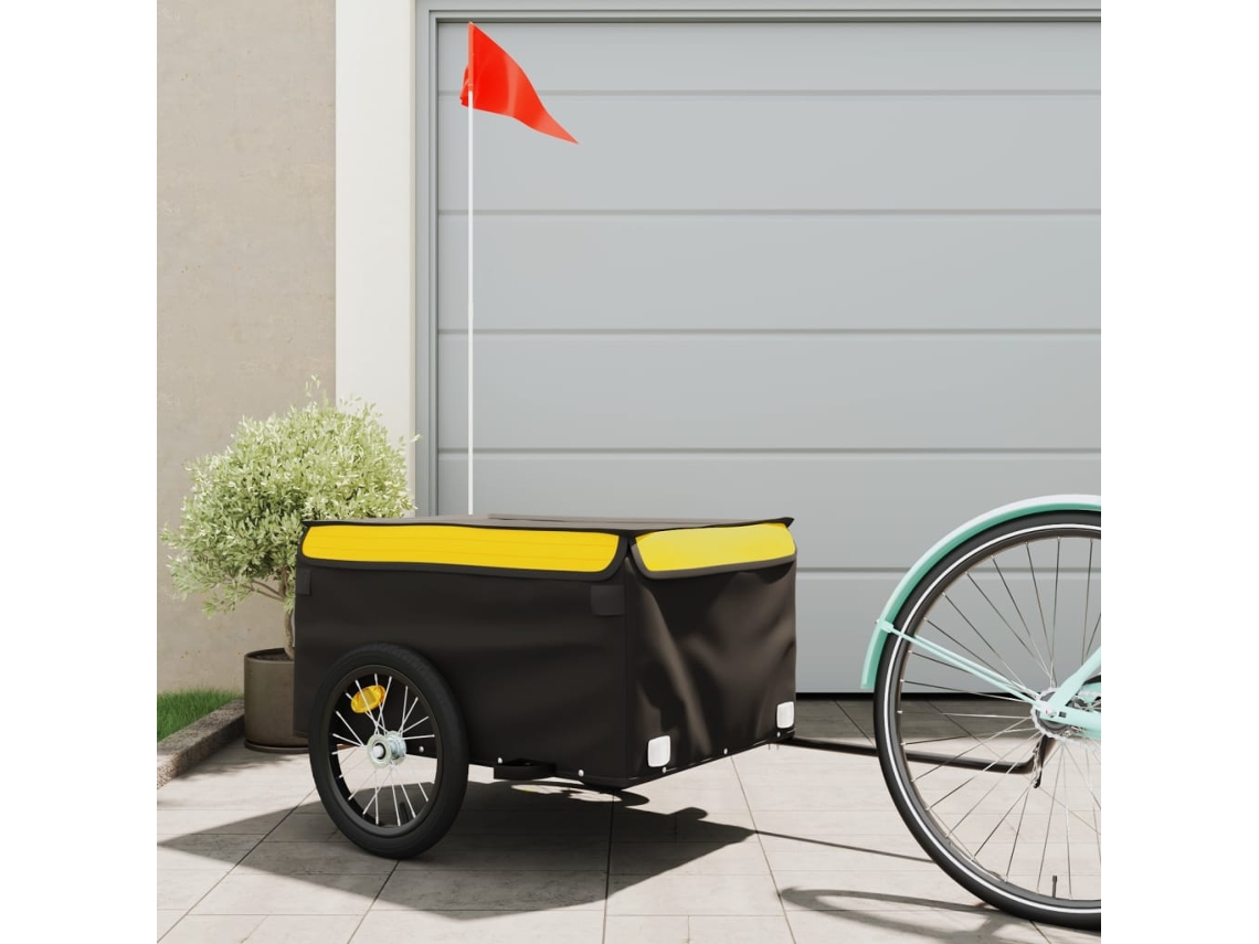 Vidaxl Reboque Para Bicicleta 45 Kg Ferro Preto E Amarelo